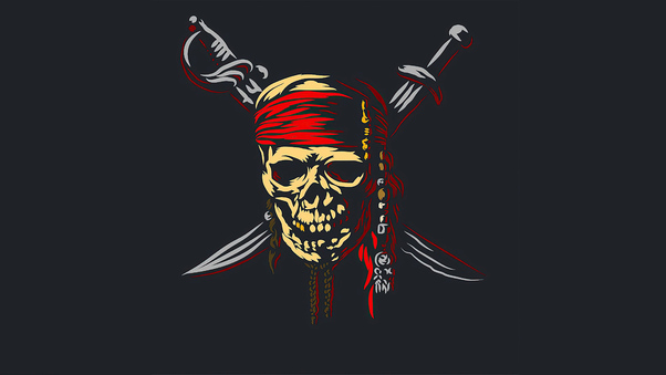 Pirate Skull Minimalism 5k Wallpaper