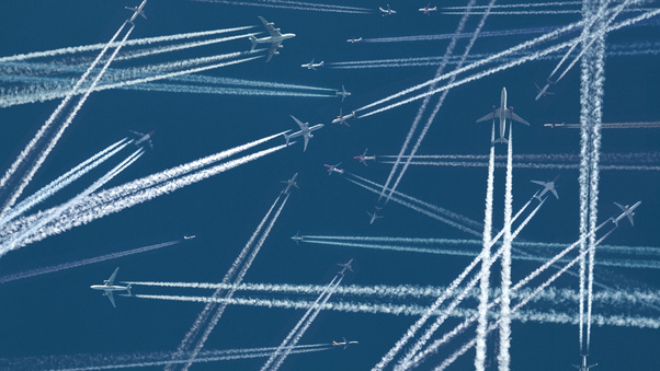 Planes Sky Trails 5k Wallpaper