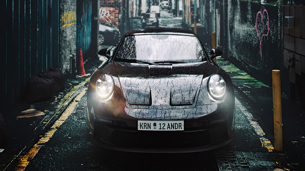 Porsche 911 Rain Street Wallpaper