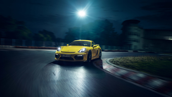 Porsche Cayman GT4 Yellow Wallpaper