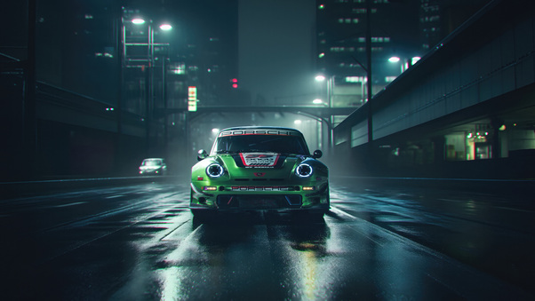 Porsche Neon Drive Cyberpunk Green In Glory Wallpaper