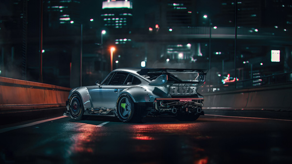 Porsches Neon Escapade Nightfall Drive In Cyberpunk World Wallpaper