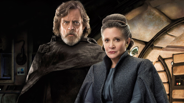 Princess Leia And Luke Skywalker In Star Wars The Last Jedi Movie Wallpaper