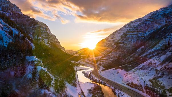 Provo Canyon During Winter 5k Wallpaper