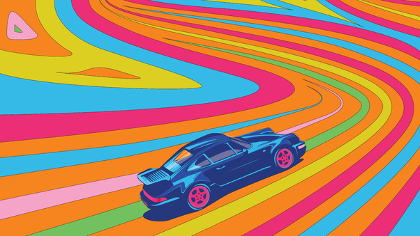 Psychedelic Porsche 8k Wallpaper