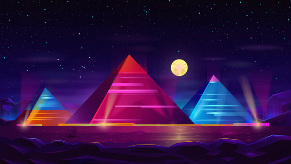 Pyramid Colorful Neon 4k Wallpaper