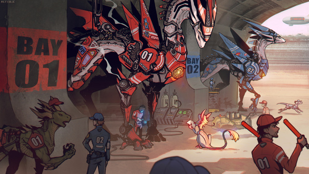 Racing Dragons Cyberpunk Wallpaper