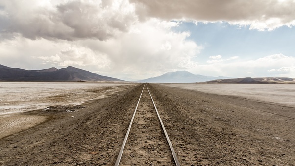 Railway Line Desert Nature Landscape Wallpaper