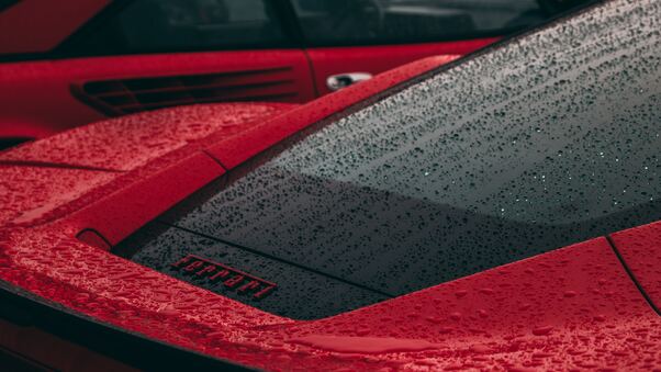 Rain Drops On Ferrari Wallpaper