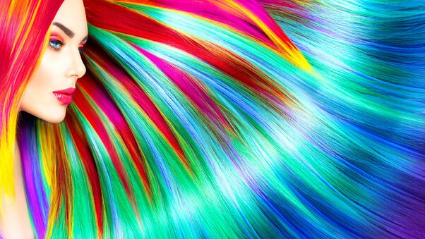 Rainbow Colorful Girl Hairs 5k Wallpaper