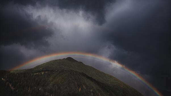Rainbow Over Mountain Landscape Wallpaper