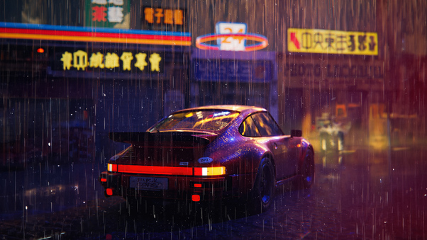 Rainy Night Porsche 4k Wallpaper