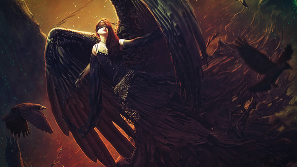 Raven Black Angel 4k Wallpaper