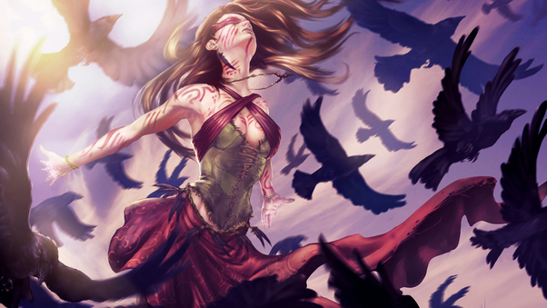 Raven Fantasy Girl Wallpaper