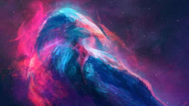 Raven Space Digital Art Wallpaper