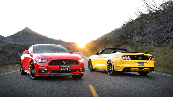 Red And Blue Ford Mustang Wallpaper