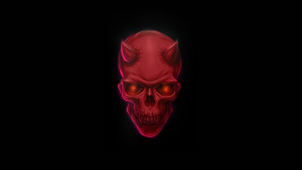 Red Devil Skull 8k Wallpaper