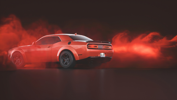 Red Dodge Challenger Demon SRT Rear Wallpaper