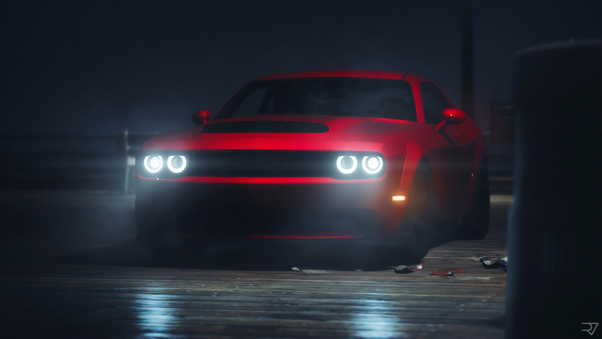 Red Dodge Challenger Srt 4k Wallpaper