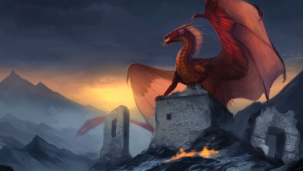 Red Dragon Fantasy Wallpaper