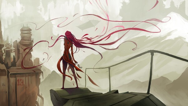 Red Hairs Long Fictional Digital Art Bordeaux Wallpaper