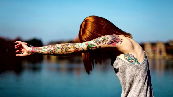Red Head Tattoo Girl Wallpaper