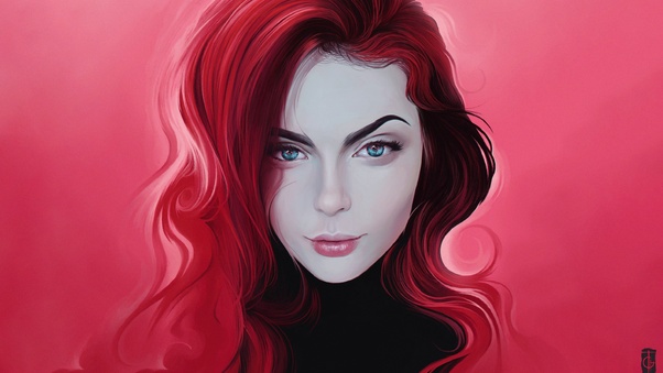 Red Head Women Portrait Digital Wallpaper