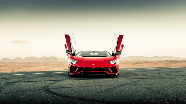 Red Lamborghini Aventador Front Wallpaper