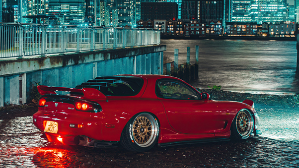 Red Mazda Rx7 On Streets K4 Wallpaper