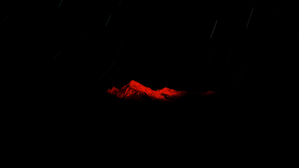 Red Mountain Starry Night Dark 5k Wallpaper