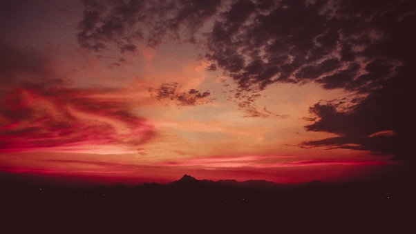 Red Sky Nature Mountains 5k Wallpaper