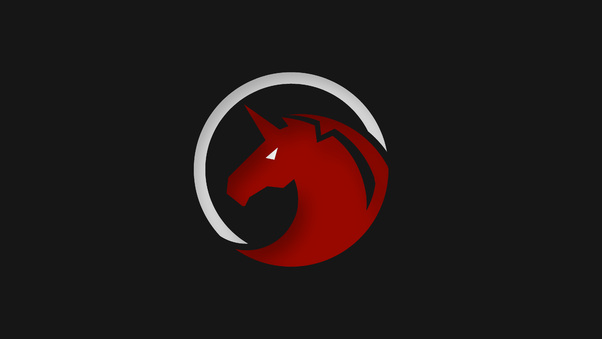 Red Unicorn Logo 4k Wallpaper