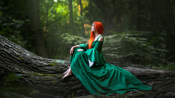 Redhead Girl Forest Cosplay Wallpaper