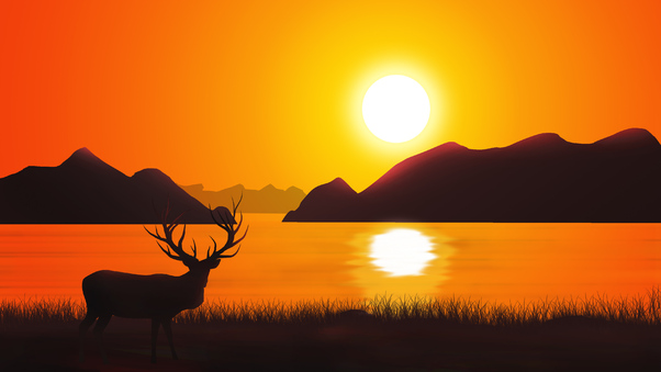 Reindeer Landscape Scenery Wallpaper