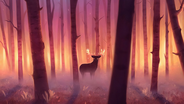Reindeer Magical Forest 4k Wallpaper