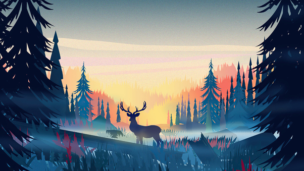 Reindeer Minimal Forest Minimalism 4k Wallpaper
