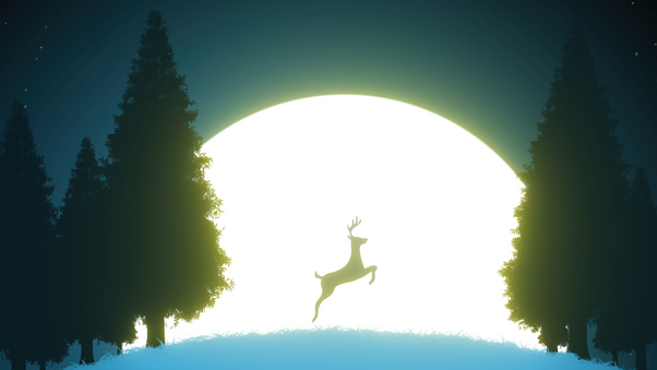 Reindeer Night Jump 5k Wallpaper