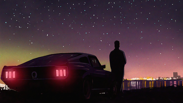Retrowave Nights With Ford Mustang 4k Wallpaper