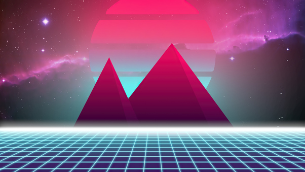 Retrowave Pyramid In Space 4k Wallpaper