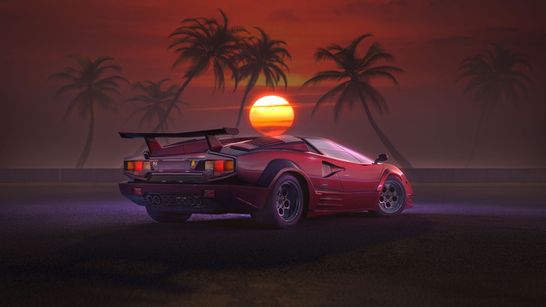 Retrowave Supercar Wallpaper