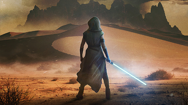 Rey With Lightsaber Wallpaper