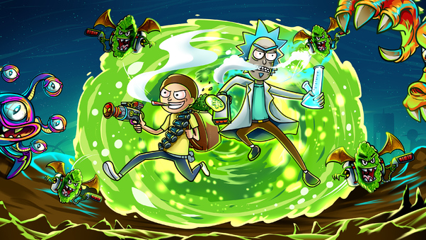 Rick And Morty In Another Dimension Illustration Wallpaper
