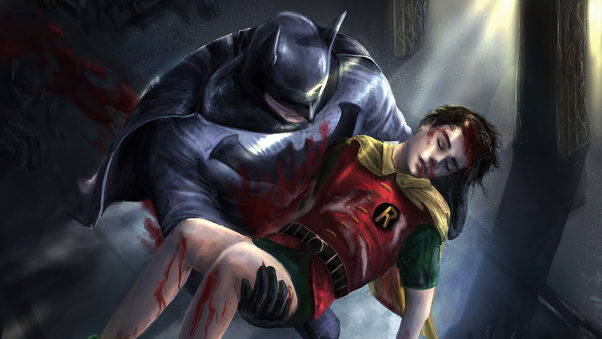 Robin Died In Batman Hands Wallpaper