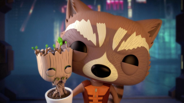 Rocket And Baby Groot Bait n Switch Wallpaper