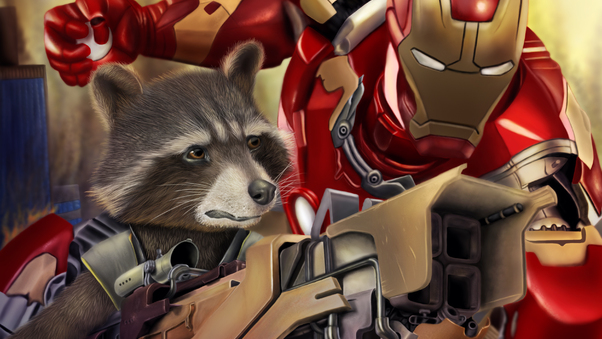 Rocket Raccoon And Iron Man Digital Art Wallpaper