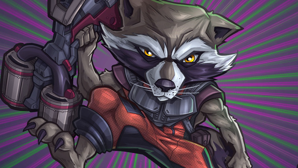 Rocket Raccoon Digital Artwork Wallpaper