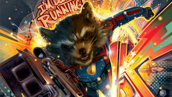 Rocket Raccoon In Guardians Of The Galaxy Vol 3 Artwork Wallpaper