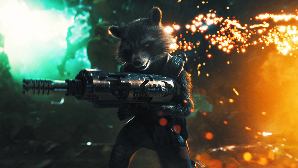 Rocket Raccoon With Gun Wallpaper