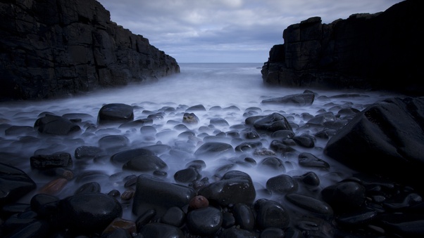 Rocks Pebbles Sea Ocean Beach Wallpaper