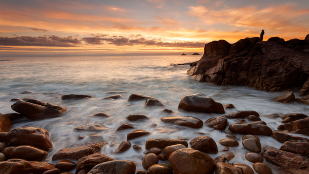 Rocks Shore Long Exposure 4k Wallpaper